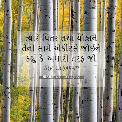 Picture 07 - પ્રેરિતોનાં ક્રત્યો 3:4 GUJIRV - ત્યારે પિતર તથા - Bible Verse Picture