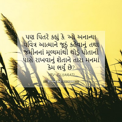 Picture 07 - પ્રેરિતોનાં ક્રત્યો 5:3 GUJIRV - પણ પિતરે કહ્યું કે, - Bible Verse Picture