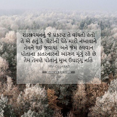 Picture 07 - પ્રેરિતોનાં ક્રત્યો 8:32 GUJIRV - શાસ્ત્રવચનનું જે - Bible Verse Picture