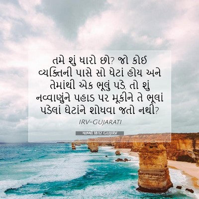 Picture 07 - માથ્થી 18:12 GUJIRV - તમે શું ધારો છો? જો - Bible Verse Picture