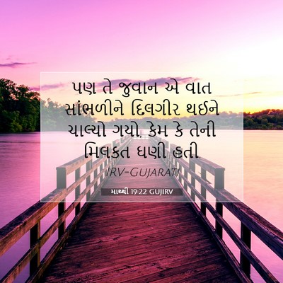 Picture 07 - માથ્થી 19:22 GUJIRV - પણ તે જુવાન એ વાત - Bible Verse Picture