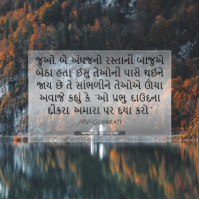Picture 07 - માથ્થી 20:30 GUJIRV - જુઓ, બે અંધજનો - Bible Verse Picture
