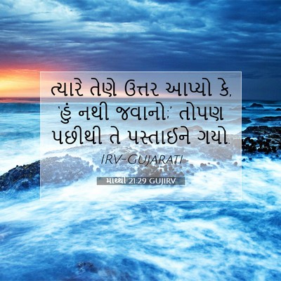Picture 07 - માથ્થી 21:29 GUJIRV - ત્યારે તેણે ઉત્તર - Bible Verse Picture
