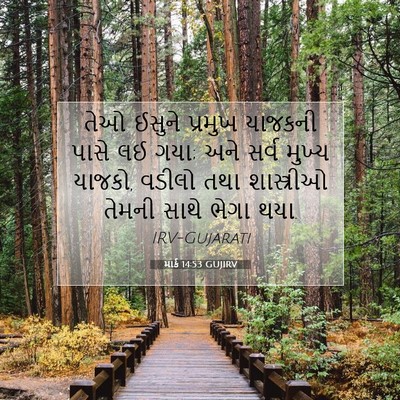 Picture 07 - માર્ક 14:53 GUJIRV - તેઓ ઈસુને પ્રમુખ - Bible Verse Picture