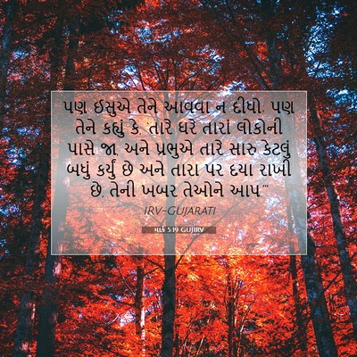 Picture 07 - માર્ક 5:19 GUJIRV - પણ ઈસુએ તેને આવવા ન - Bible Verse Picture