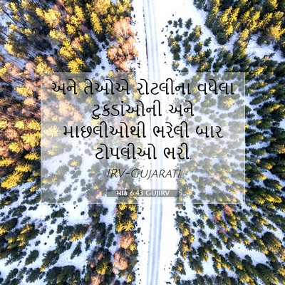 Picture 07 - માર્ક 6:43 GUJIRV - અને તેઓએ રોટલીના - Bible Verse Picture