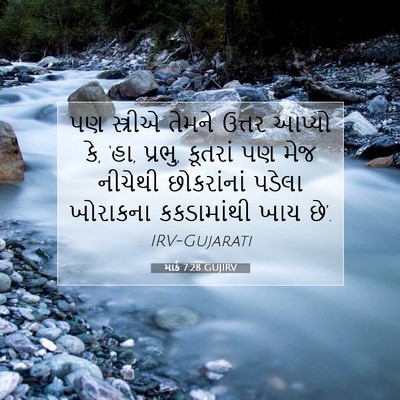 Picture 07 - માર્ક 7:28 GUJIRV - પણ સ્ત્રીએ તેમને - Bible Verse Picture