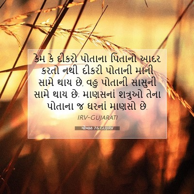 Picture 07 - મીખાહ 7:6 GUJIRV - કેમ કે દીકરો - Bible Verse Picture