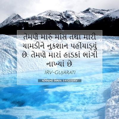 Picture 07 - યર્મિયાનો વિલાપ 3:4 GUJIRV - તેમણે મારું માંસ - Bible Verse Picture