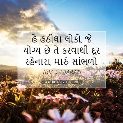 Picture 07 - યશાયા 46:12 GUJIRV - હે હઠીલા લોકો, જે - Bible Verse Picture