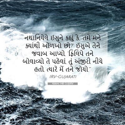 Picture 07 - યોહાન 1:48 GUJIRV - નથાનિયેલે ઈસુને - Bible Verse Picture