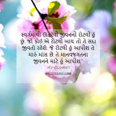 Picture 07 - યોહાન 6:51 GUJIRV - સ્વર્ગમાંથી - Bible Verse Picture