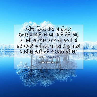Picture 07 - લૂક 10:35 GUJIRV - બીજે દિવસે તેણે બે - Bible Verse Picture