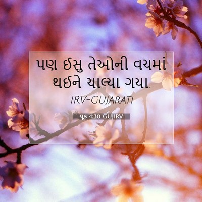 Picture 07 - લૂક 4:30 GUJIRV - પણ ઈસુ તેઓની વચમાં - Bible Verse Picture
