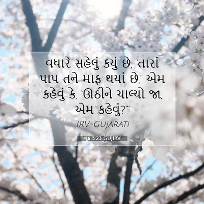 Picture 07 - લૂક 5:23 GUJIRV - વધારે સહેલું કયું - Bible Verse Picture