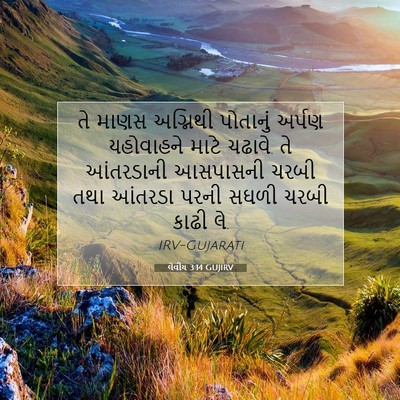 Picture 07 - લેવીય 3:14 GUJIRV - તે માણસ અગ્નિથી - Bible Verse Picture