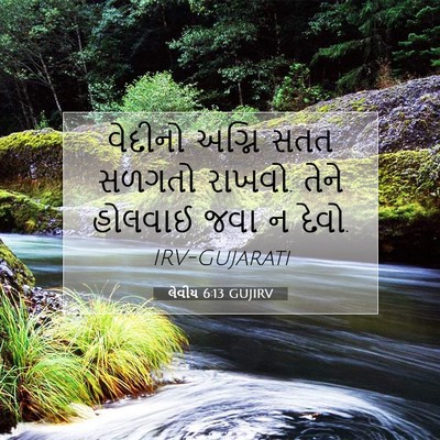 Picture 07 - લેવીય 6:13 GUJIRV - વેદીનો અગ્નિ સતત - Bible Verse Picture