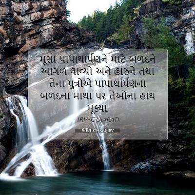 Picture 07 - લેવીય 8:14 GUJIRV - મૂસા પાપાથાર્પણને - Bible Verse Picture