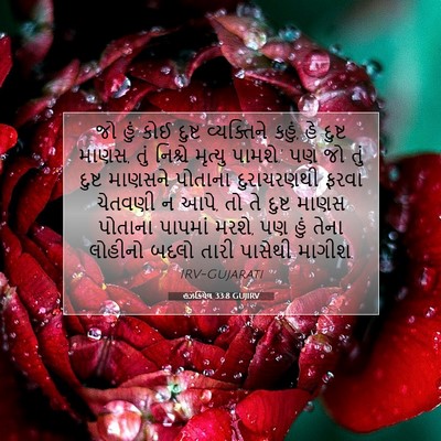 Picture 07 - હઝકિયેલ 33:8 GUJIRV - જો હું કોઈ દુષ્ટ - Bible Verse Picture