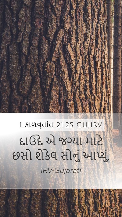 1 કાળવૃતાંત 21:25 GUJIRV Mobile Phone Wallpaper - દાઉદે એ જગ્યા માટે - Mobile Bible Verse Wallpaper