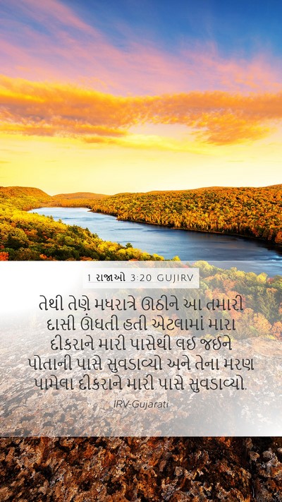 1 રાજાઓ 3:20 GUJIRV Mobile Phone Wallpaper - તેથી તેણે - Mobile Bible Verse Wallpaper