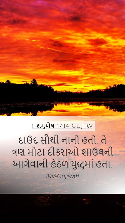 1 શમુએલ 17:14 GUJIRV Mobile Phone Wallpaper - દાઉદ સૌથી નાનો હતો. - Mobile Bible Verse Wallpaper