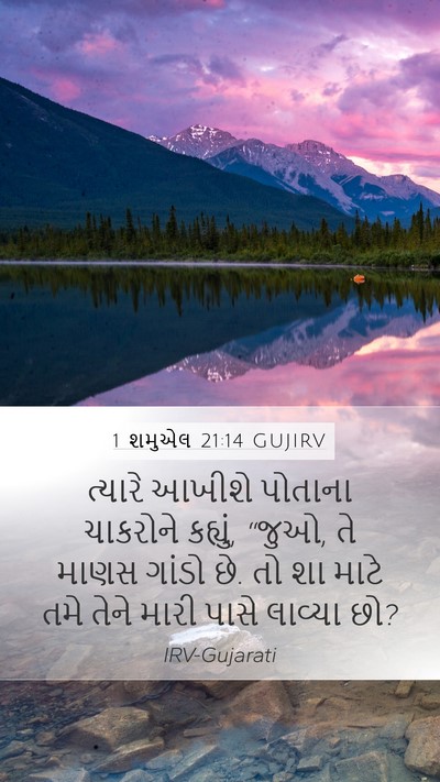 1 શમુએલ 21:14 GUJIRV Mobile Phone Wallpaper - ત્યારે આખીશે - Mobile Bible Verse Wallpaper