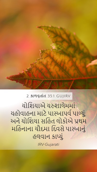 2 કાળવૃતાંત 35:1 GUJIRV Mobile Phone Wallpaper - યોશિયાએ - Mobile Bible Verse Wallpaper