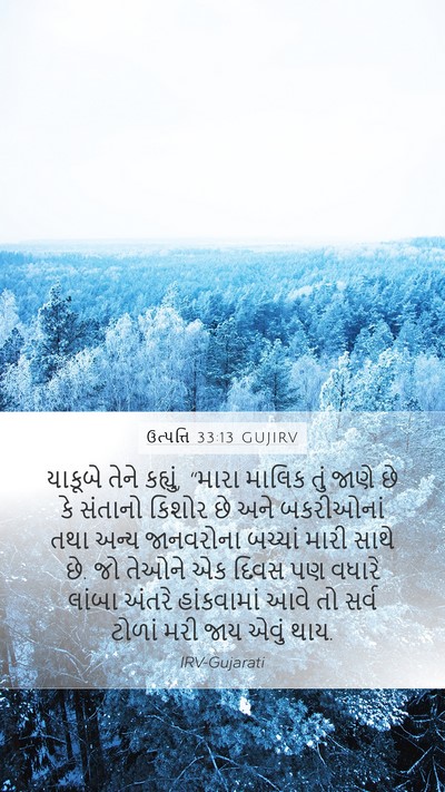 ઉત્પત્તિ 33:13 GUJIRV Mobile Phone Wallpaper - યાકૂબે તેને - Mobile Bible Verse Wallpaper