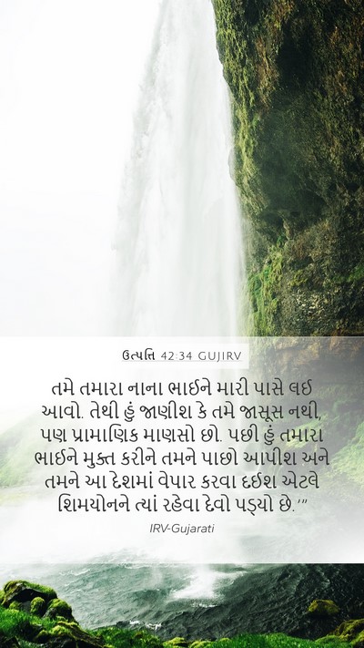 ઉત્પત્તિ 42:34 GUJIRV Mobile Phone Wallpaper - તમે તમારા નાના - Mobile Bible Verse Wallpaper