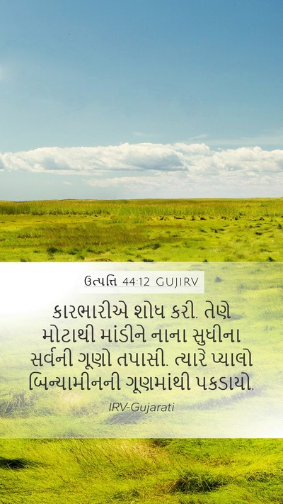 ઉત્પત્તિ 44:12 GUJIRV Mobile Phone Wallpaper - કારભારીએ શોધ કરી. - Mobile Bible Verse Wallpaper