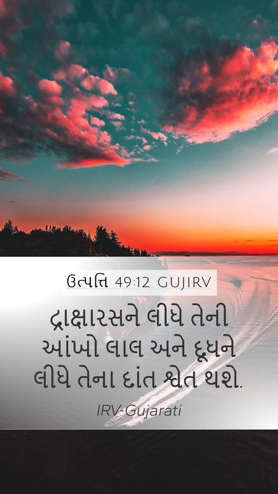 ઉત્પત્તિ 49:12 GUJIRV Mobile Phone Wallpaper - દ્રાક્ષારસને લીધે - Mobile Bible Verse Wallpaper