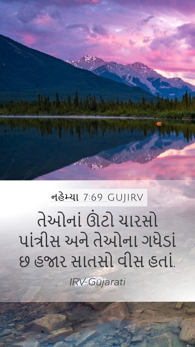 નહેમ્યા 7:69 GUJIRV Mobile Phone Wallpaper - તેઓનાં ઊંટો ચારસો - Mobile Bible Verse Wallpaper