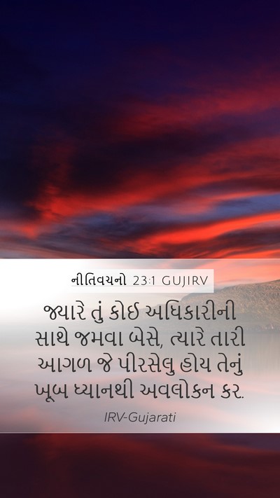 નીતિવચનો 23:1 GUJIRV Mobile Phone Wallpaper - જ્યારે તું કોઈ - Mobile Bible Verse Wallpaper