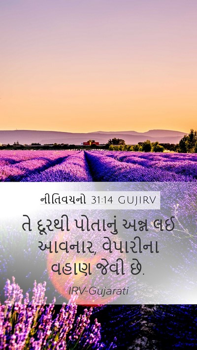 નીતિવચનો 31:14 GUJIRV Mobile Phone Wallpaper - તે દૂરથી પોતાનું - Mobile Bible Verse Wallpaper