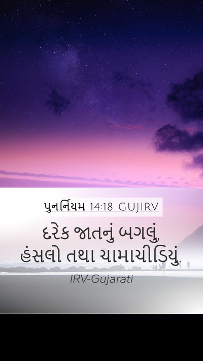 પુનર્નિયમ 14:18 GUJIRV Mobile Phone Wallpaper - દરેક જાતનું બગલું, - Mobile Bible Verse Wallpaper