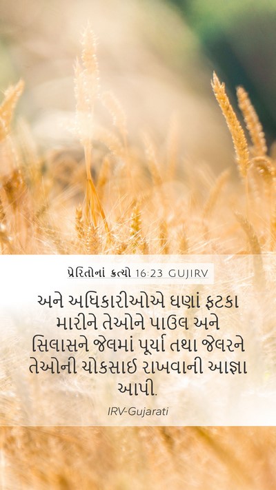 પ્રેરિતોનાં ક્રત્યો 16:23 GUJIRV Bible Verse Image