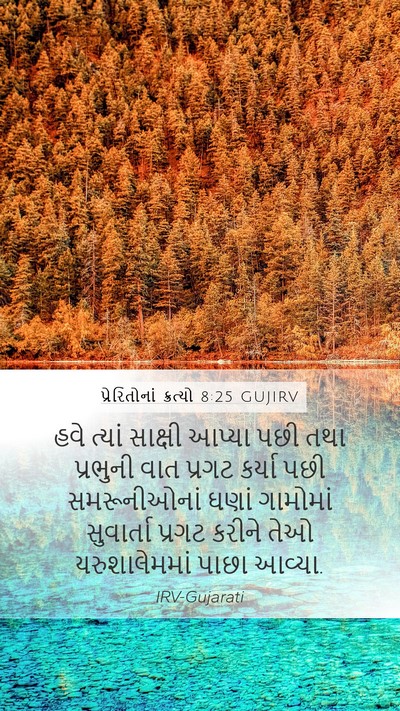 પ્રેરિતોનાં ક્રત્યો 8:25 GUJIRV Mobile Phone Wallpaper - હવે ત્યાં સાક્ષી - Mobile Bible Verse Wallpaper
