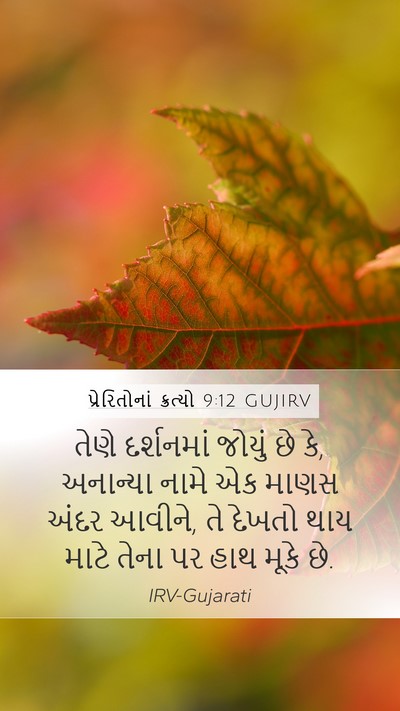 પ્રેરિતોનાં ક્રત્યો 9:12 GUJIRV Mobile Phone Wallpaper - તેણે દર્શનમાં - Mobile Bible Verse Wallpaper