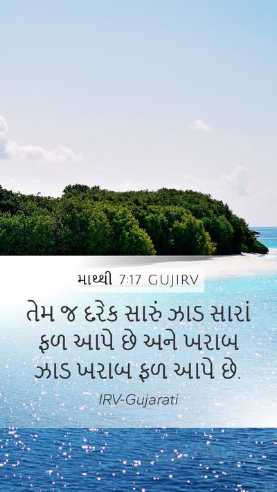 માથ્થી 7:17 GUJIRV Mobile Phone Wallpaper - તેમ જ દરેક સારું - Mobile Bible Verse Wallpaper