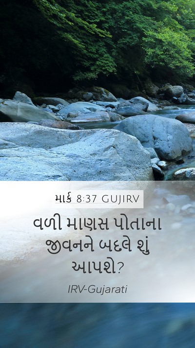 માર્ક 8:37 GUJIRV Mobile Phone Wallpaper - વળી માણસ પોતાના - Mobile Bible Verse Wallpaper