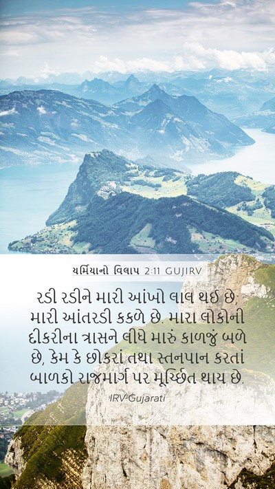 યર્મિયાનો વિલાપ 2:11 GUJIRV Bible Verse Image
