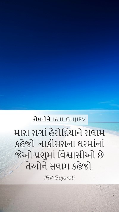રોમનોને 16:11 GUJIRV Mobile Phone Wallpaper - મારા સગાં - Mobile Bible Verse Wallpaper