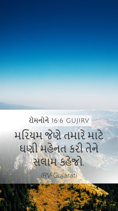રોમનોને 16:6 GUJIRV Mobile Phone Wallpaper - મરિયમ જેણે તમારે - Mobile Bible Verse Wallpaper