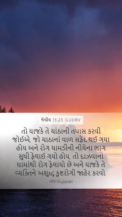લેવીય 13:25 GUJIRV Mobile Phone Wallpaper - તો યાજકે તે - Mobile Bible Verse Wallpaper