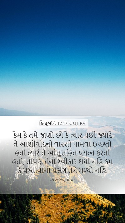 હિબ્રૂઓને 12:17 GUJIRV Bible Verse Image