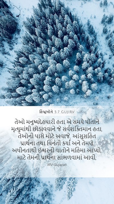 હિબ્રૂઓને 5:7 GUJIRV Bible Verse Image
